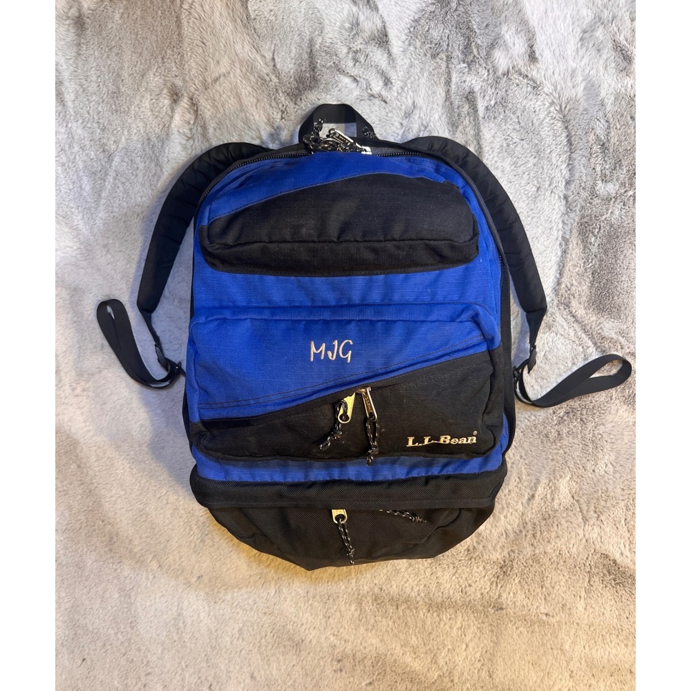 Vintage L.L. Bean Blue and Black Backpack